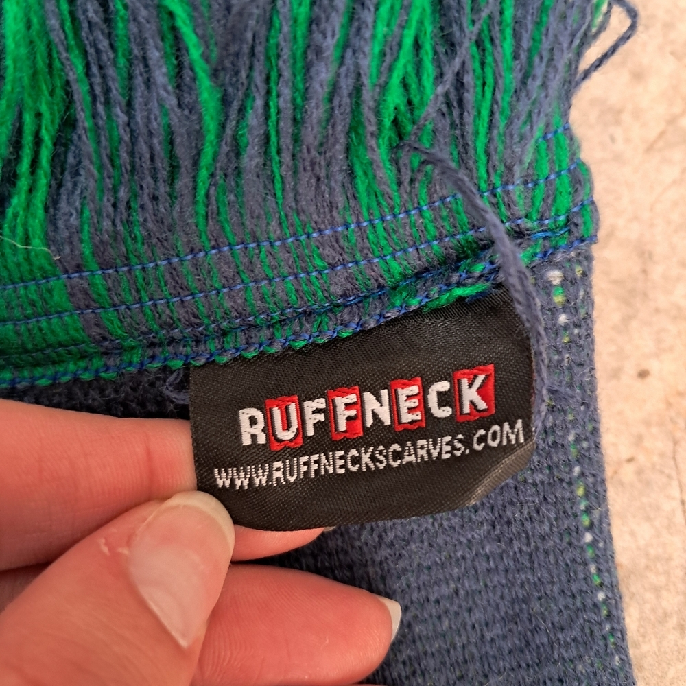 New OKC Energy FC Soccer Oklahoma City Knit Scarf Unisex Green Blue White Fringe - Picture 9 of 10